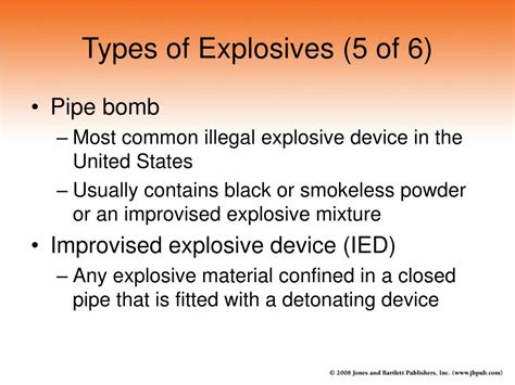 Types Of Explosives List