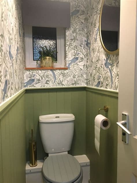 Panelled Small Toilet With Floral Wallpaper