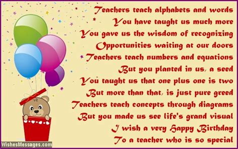 Birthday poems for teacher – WishesMessages.com