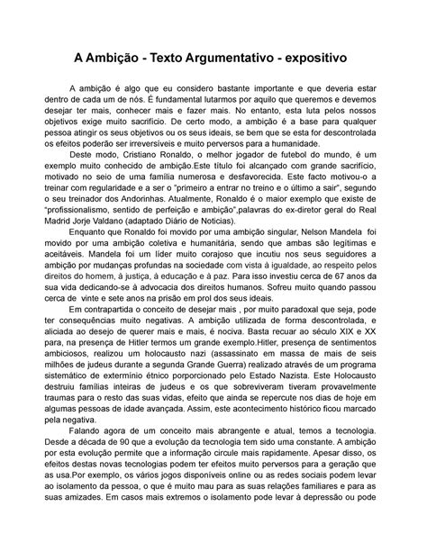 O Que é Um Texto Argumentativo Exemplo Texto Exemplo