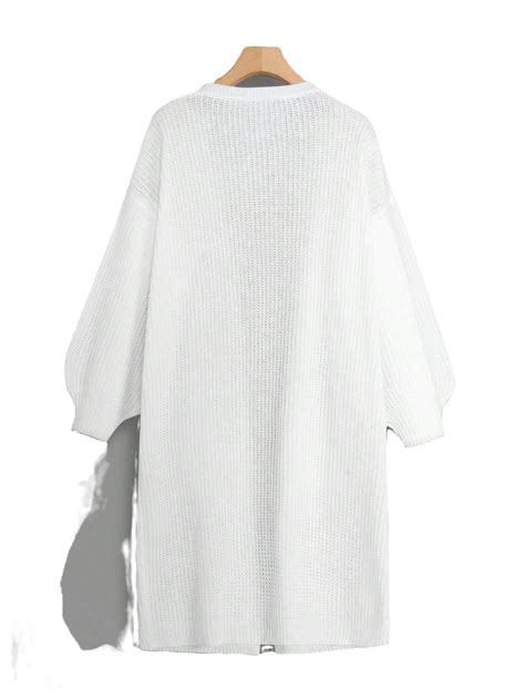 Casual Plain Long Sleeve White Plus Size Cardigans Womens