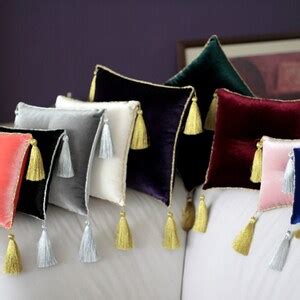 Velvet Pillow With Tassel And Piping Stand Pillow Display Pillow