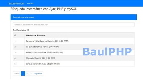 Búsqueda instantánea con Ajax PHP y MySQL BaulPHP