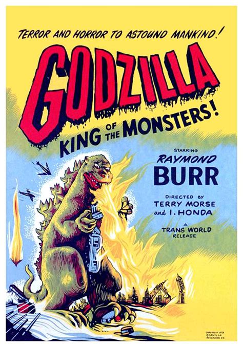 1956 Godzilla Raymond Burr Moive Poster Color Digital Art By John