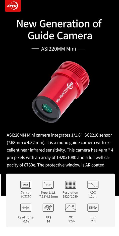 Zwo Asi220mm Mini Cmos Monochrome Camera Dubai Telescope