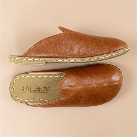 Men S Brown Barefoot Slippers Turkish Wide Slippers For Men Atlantis Handmade Shoes