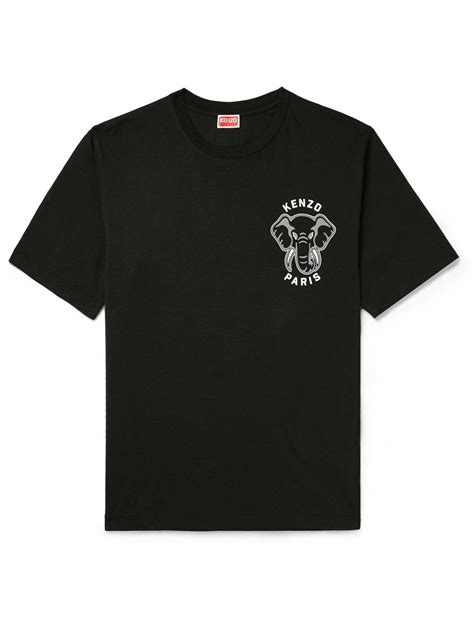 Kenzo Varsity Jungle Logo Print Cotton Jersey T Shirt Black Kenzo