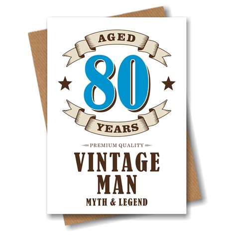 80th Birthday Card Vintage Age 80 Eighty Husband Brother Dad Etsy Uk