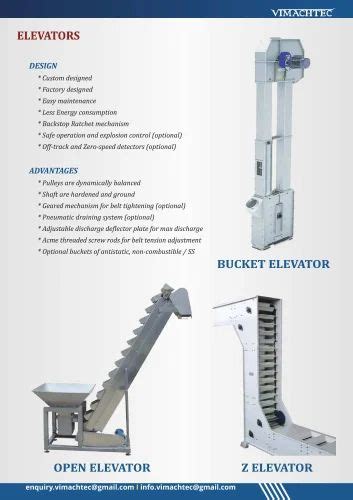 Belt Conveyor Mild Steel Bucket Elevator Maximum Speed 100 Rpm