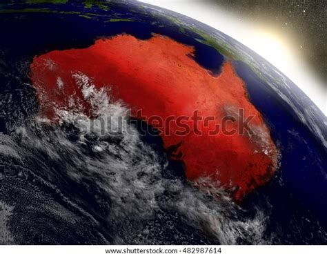 Australia Highlighted Red Seen Earths Orbit Stock Illustration