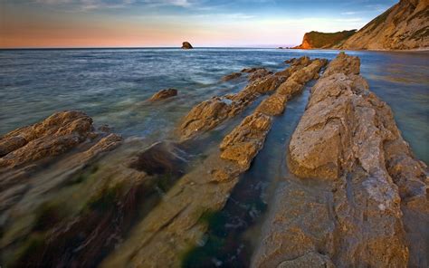 Wallpaper Landscape Sunset Sea Bay Rock Shore Beach Sunrise