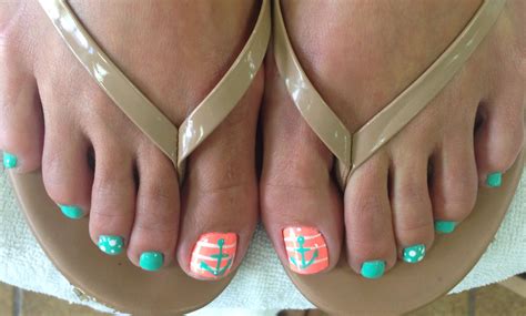 Beach Wedding Turquoise And Coral Toes Coral Toe Nails Beach Toe