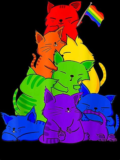 Gay Pride Cat LGBT Cute Cats Pile Kawaii Anime Rainbow Flag Photographic Print For Sale By