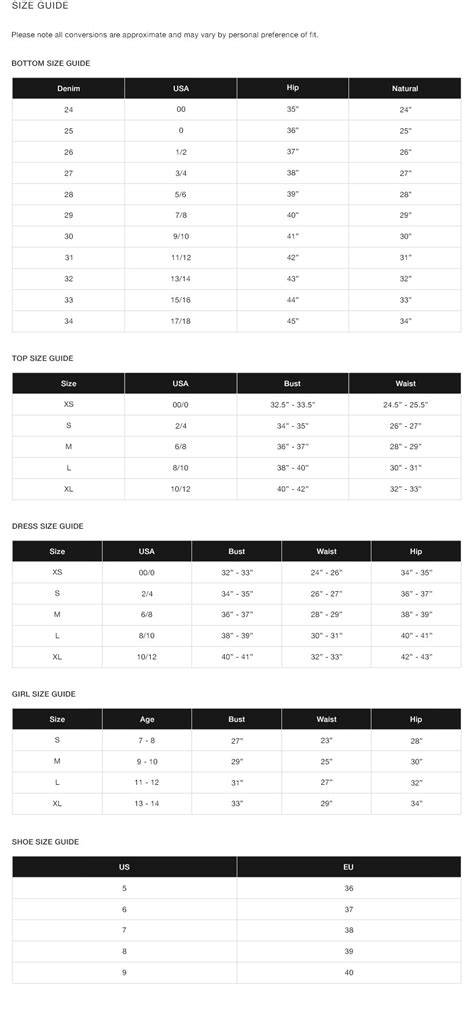 Miss Me Jeans Size Chart For Teen Girls And Women Size Conversion And Tips