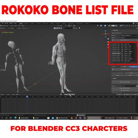 Rokoko Studio Retarget Bone List File For Blender CC3 Character