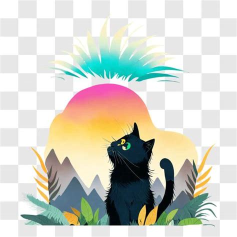 Descarga Hermoso Gato Negro Disfrutando Del Atardecer Png En L Nea