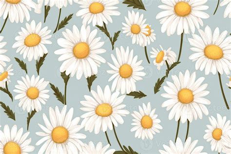 Daisy Flower Vector Seamless Pattern Illusration Floral Background