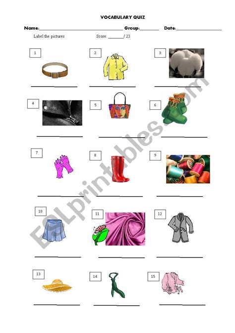 Clothes Quiz - ESL worksheet by Liliza