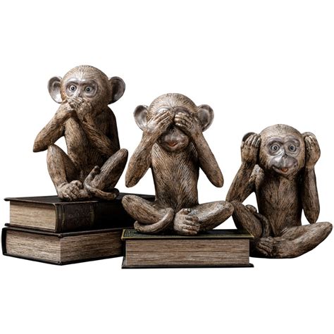 Three Wise Monkeys Resin Statue European Home Decor Art R