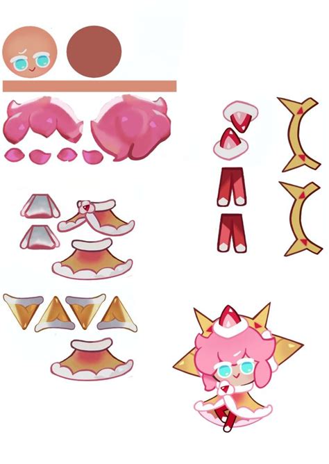 Strawberry Crepe Cookie Template In 2022 Strawberry Crepes Cookie Run Cookies