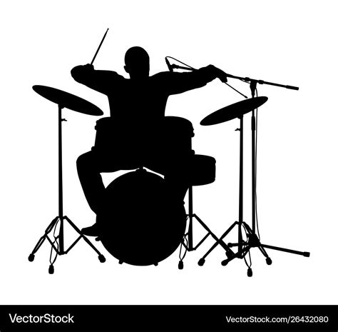 Rock And Roll Drummer Silhouette Music Event Vector Image