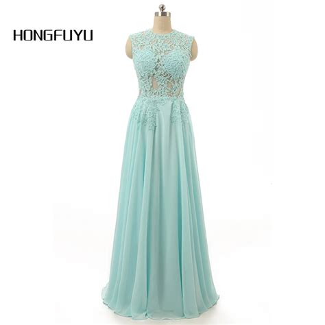 Cheap Chiffon Appliques Scoop Neck Sleeveless Long A Line Prom Dresses