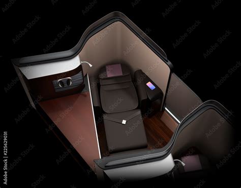 Luxury Business Class Suite Interior On Black Background Smart Phone Recharging On Side Table