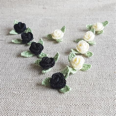 Crochet Applique Rose Small Flower Rose Applique Crochet Mini | Etsy