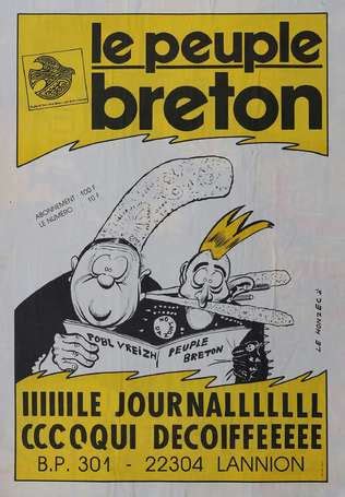 Le Peuple Breton Le journal qui décoiffe Affiche illustrée par Le