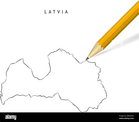 Letonia L Piz De Mano Alzada Esbozo Mapa Aislado Sobre Fondo Blanco