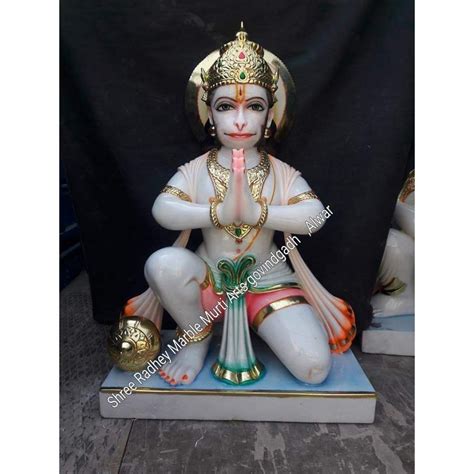 Multicolor Marble Hanuman Sitting Statue For Temple At Rs 14600 In Alwar