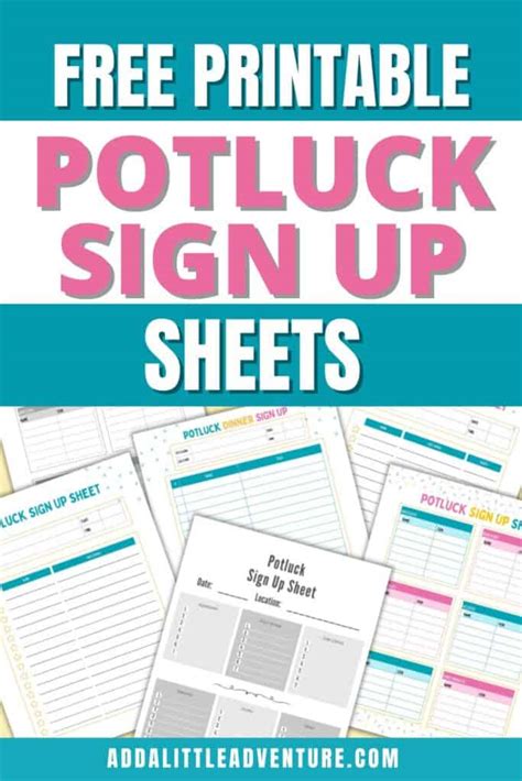 Potluck Sign Up Sheet