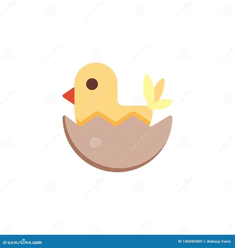 Easter Egg With Baby Chick Flat Icon Stock Vector Illustration Of