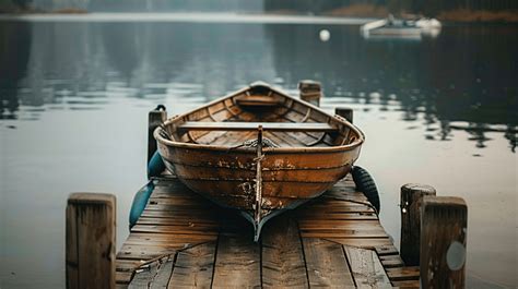 Small Wooden Boat Tied To The Dock Background Boat Dock Warf