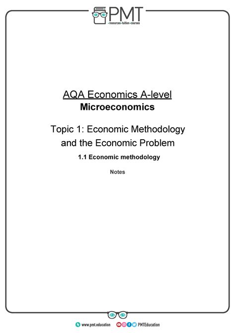 A Economic Methodology Aqa Economics A Level Microeconomics Topic