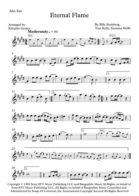 Eternal Flame Arr Ednaldo Gomes By Bangles Sheet Music For Alto Sax