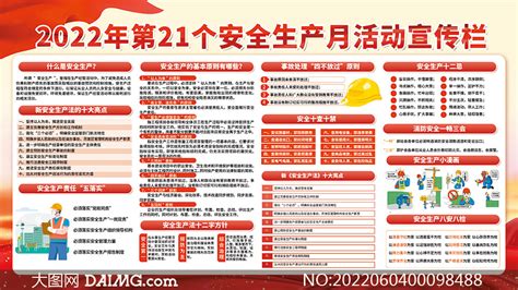 2022年第21个安全生产月活动宣传栏素材大图网图片素材