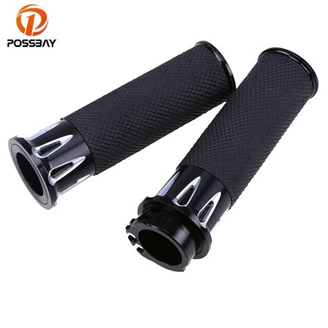 POSSBAY 1 25mm Motorrad Lenker Hand Grip Schwarz Billet Aluminium für