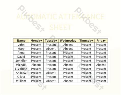 Improving Attendance Tracking With Automatic Sheets Excel | Template ...