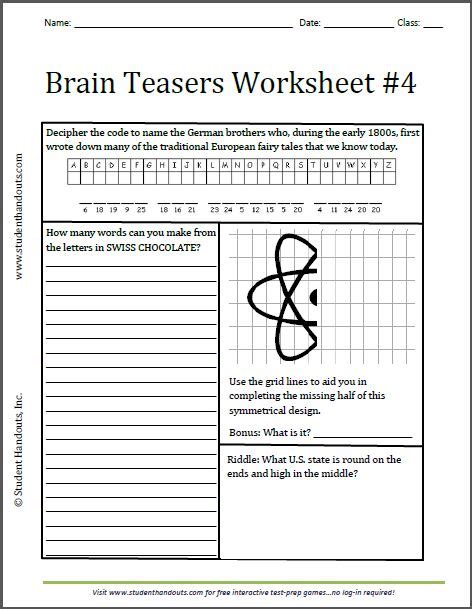 Brain Teasers Grade 3 Brain Teasers