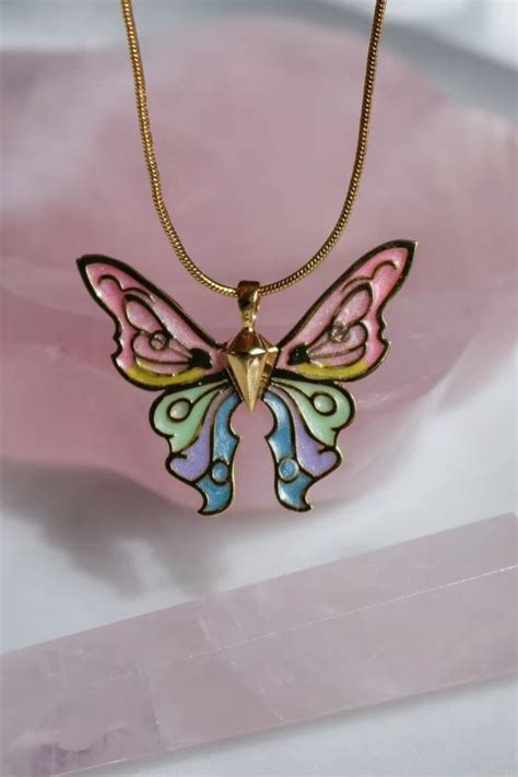 Fairytopia Elina Butterfly Pastel Necklace Gold And Silver Plated