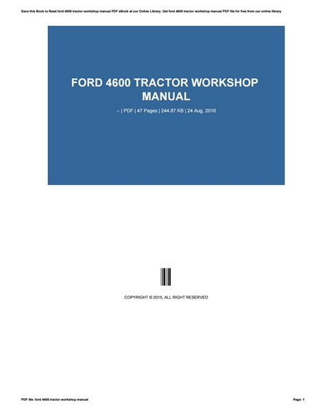 Wiring Diagram Ford 4600 Tractor - Wiring Way