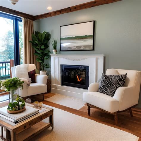 A Cozy Cottage Inspired Living Room With A Mix Of Wooden And Floral