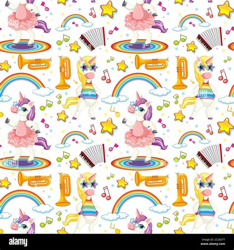 Seamless unicorn music theme illustration Stock Vector Image & Art - Alamy