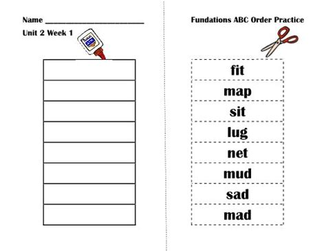 First Grade Fundations Abc Order Activity Abc Order Activities Abc