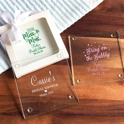 Set Of 24 Bridal Shower Personalized Coaster Favors Etsy