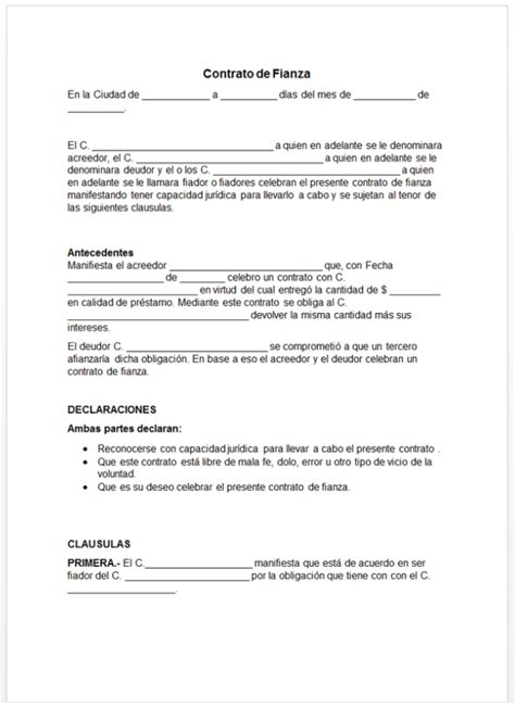 Modelo De Contrato De Fianza