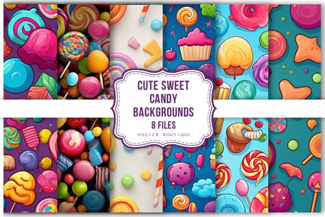 Cute Sweet Candy Backgrounds Pack Graphic By Poster Boutique · Creative