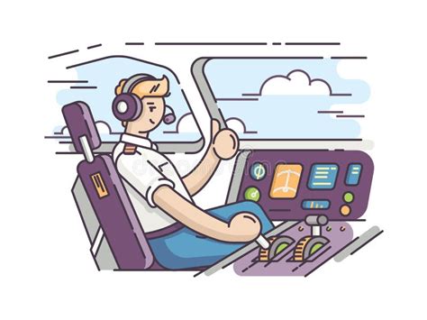 A Cabina Do Piloto De Aviões Pilota O Capitão Do Avião Ilustração Do