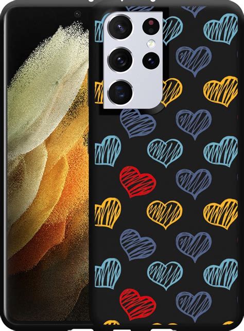 Hoesje Geschikt Voor Galaxy S Ultra Zwart Doodle Hearts Bol